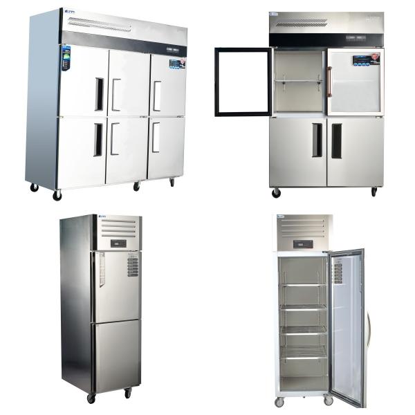 Double-Temperature Stainless Steel Kitchen Storage Freezer with 6-Door Upright Design