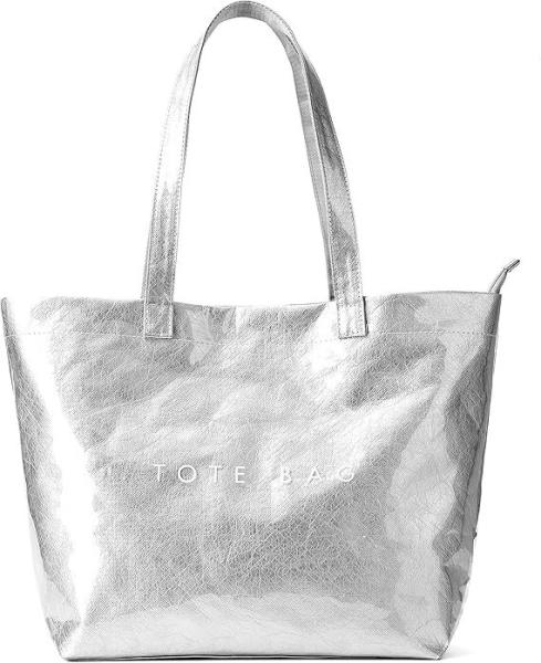 Fashion Casual Street Reusable Environmental Handbag Zipper Tote Bag, Kraft Paper Beach Bag Large Hobo Carry All Travel Shopping Handbag Plastic Shoulder Bag