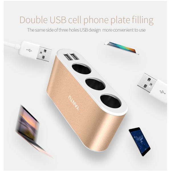 Metal Wired Dual USB C Fast Car Charger with Voltage Monitoring and Charging Function