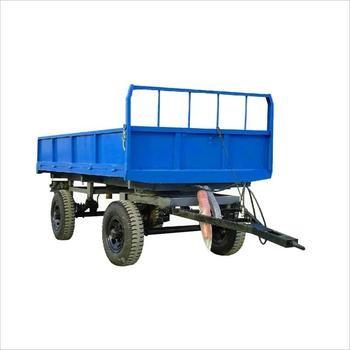 2-Axles Flat Platform flatbed side wall Drawbar Full Trailer With Ladder