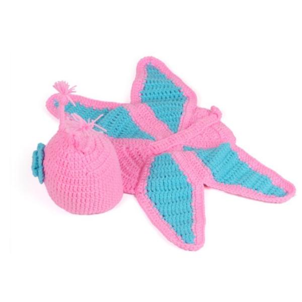 handmade pink butterfly  Baby Photography Prop  Crochet Hats  Crochet Knitted costume set