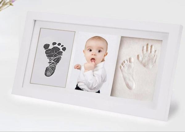Colorful Ink Baby Newborn Hand And Footprint Kits With Wooden Material