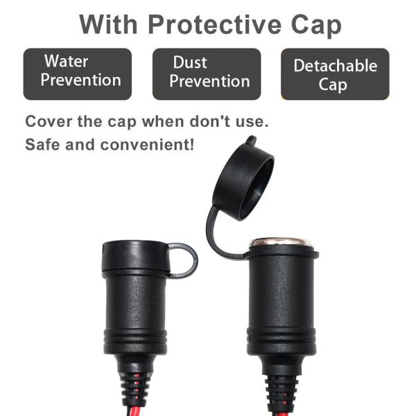 2 in 1 Car Cigarette Lighter Plug to Dual Female Socket Splitter Adapter for 12V/24V Vehicle Power Extension