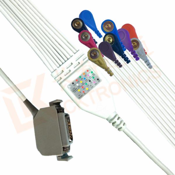 White Hellige Siemens Ecg Cable / Copper 10 Lead Ecg Cable Snap