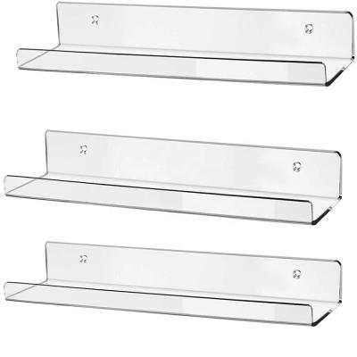 Clear Acrylic Display Shelf Stand J Shelf For Slat Walls Front Lip Popular Acrylic Stand Supplier
