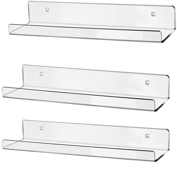 Clear Acrylic Display Shelf Stand J Shelf For Slat Walls Front Lip Popular Acrylic Stand Supplier