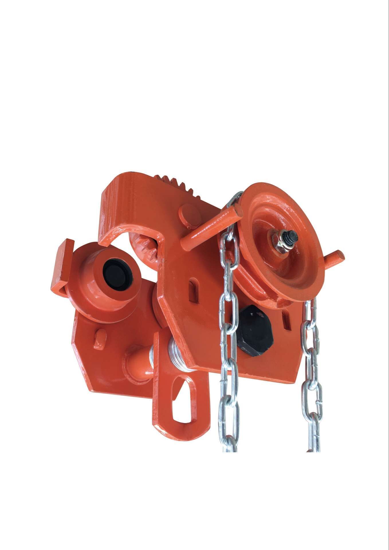 Push Type Monorail Hoist Trolley Flange Mounted Hand Geared Trolley With Embedded Bearing Wheels