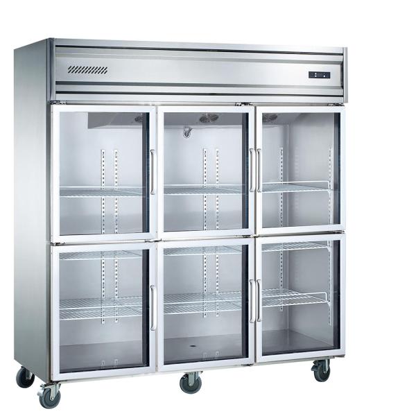 Commercial 1400L Upright Freezer Six-Door Vertical Refrigeration Equipment Single-Temperature Display Kitchen Chiller