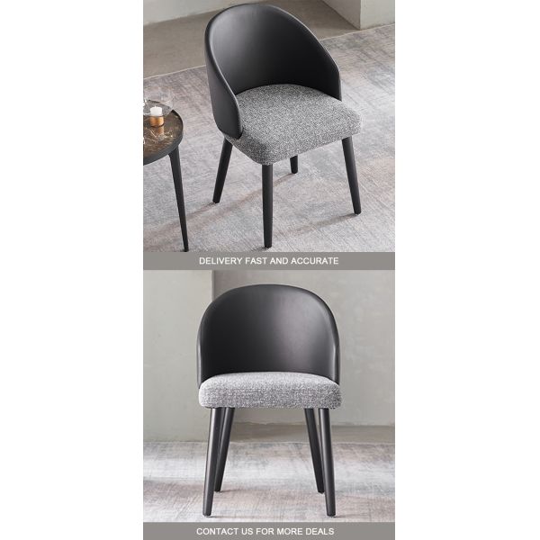 Leather Fabric Nordic Design Living Room Chair Scratch Resistant Wood Leg Fabric Restaurant Armchair Single Chair