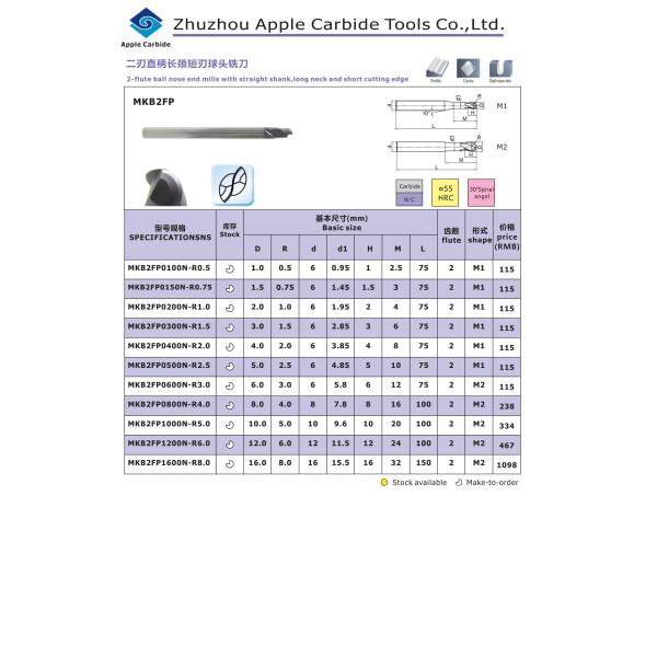 Large Diameter Solid Carbide Ball End Milling Cutter , Carbide Tipped End Mills