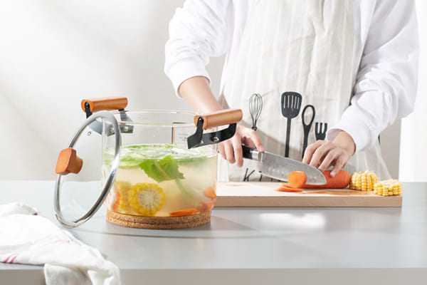 3.3L Clear Glass Kitchen Wares Saucepan Heat Resistant Glass Cookware Stovetop