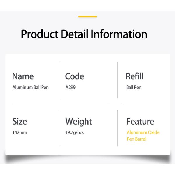 Bureau d'affaires stylo à bille en aluminium lisse avec logo personnalisé