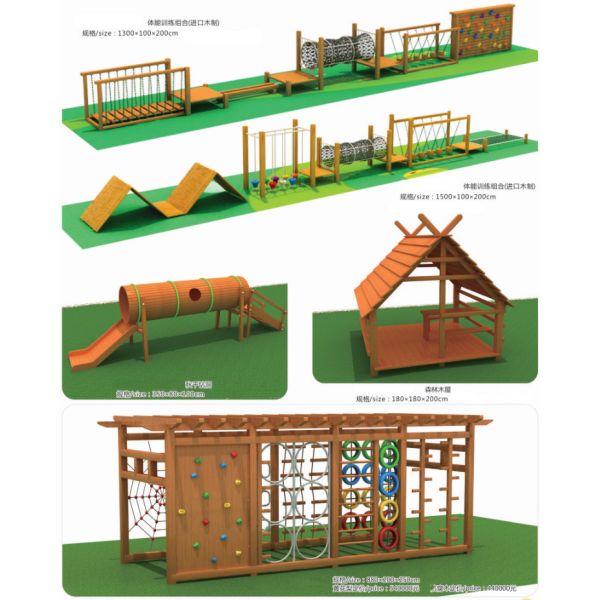Anti Uv Wooden Play Structure Outdoor Equipment High Performance