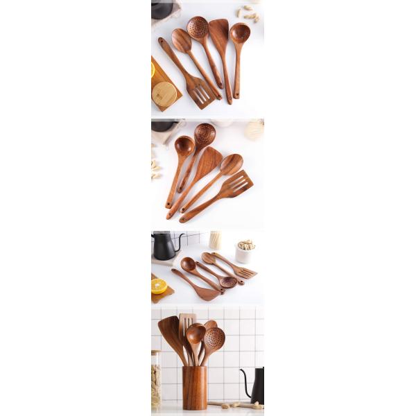 Customized Logo Teak Kitchen Wooden Utensils Six-Piece Jujube Spatula
