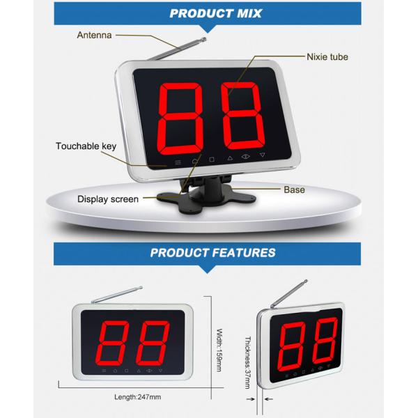silver metal frame two digit led display restaurant waiter calling system
