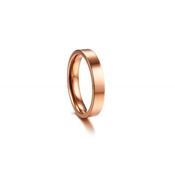 Women Stainless Steel Flat Rings Silver / Rose Gold / Gold Plated Polished Stackable 4mm