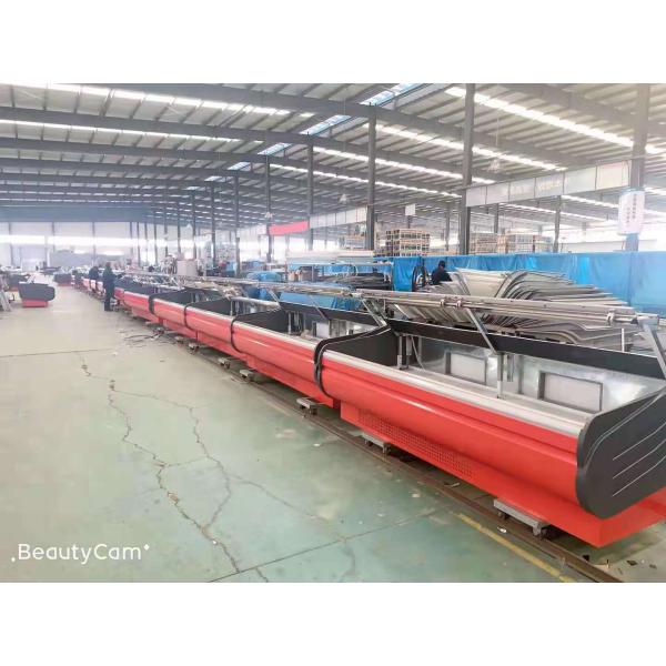 Meat display cabinet stainless steel glass front door flap type Fresh meat cabinet filp door with   looker