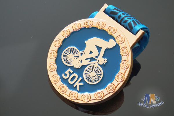 Bicycle 50K Run Custom Made Kids Metal Marathon Medals Soft Enamel Processing