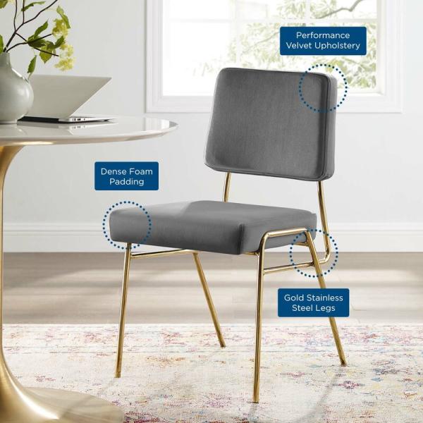 Dense Foam 83cm Elegance Gold Steel 5.4KG Velvet Leisure Chair