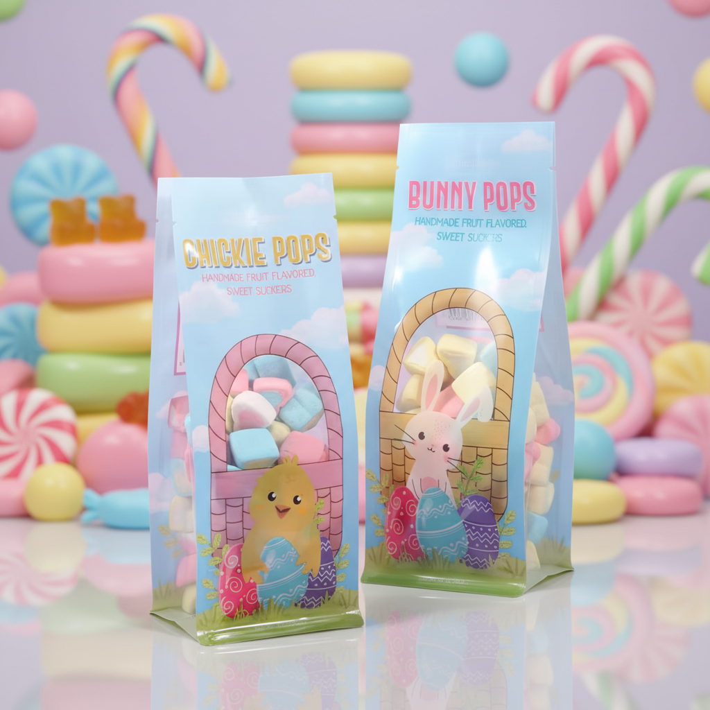 Personalized Custom-Shaped Food Grade Candy Bags-Re-sealable Recyclable Transparent Stand-Up Packaging Pouches Pattern