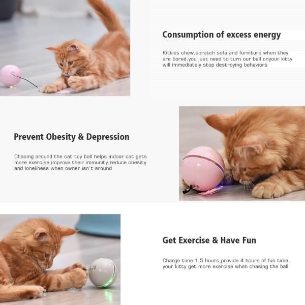 Pink Teaser Ball Dog Toy Electric Dog Teaser Ball Interactive Pet Toys