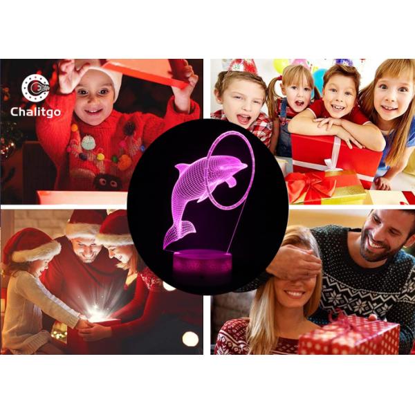 Dolphin Optical 3D LED Illusion Lamps Base 87*87*38mm RGB Color Decoration