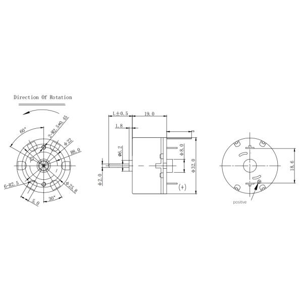 Moteur de brosse latérale d'aspirateur RK-500TB diamètre Φ32mm Moteur électrique à courant continu micro brossé