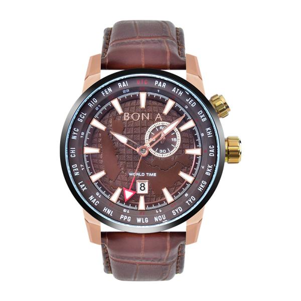 304L Stainless Steel Luxury Leather Watch 5ATM Water Resistant For Men
