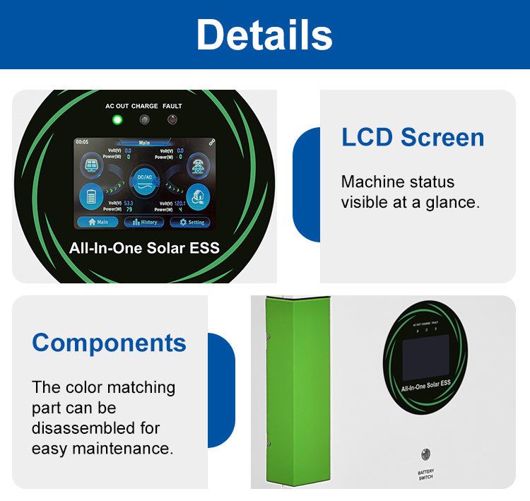 7.2KW US Split Phase All-in-One ESS with 16KWh 51.2V Lithium Battery Off-Grid Solar Storage System Factory OEM