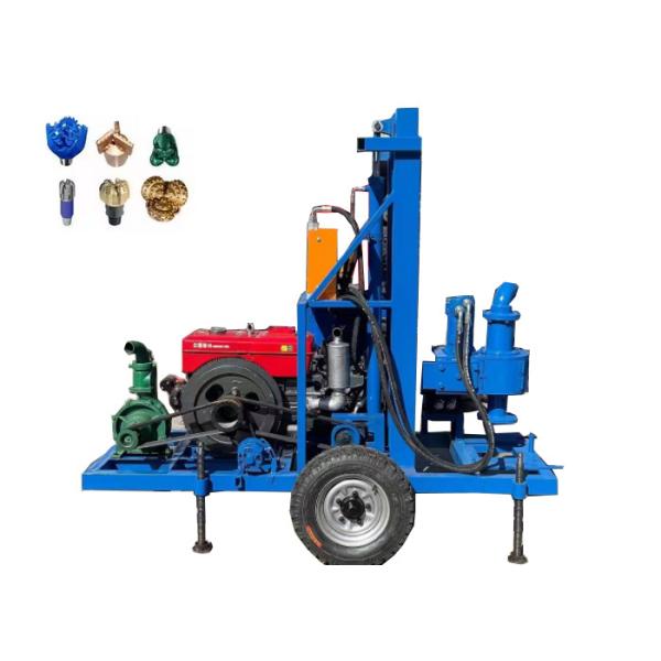 Blue Hydraulic Water Well Drilling Rig With Full Sets Of Drilling Tool
