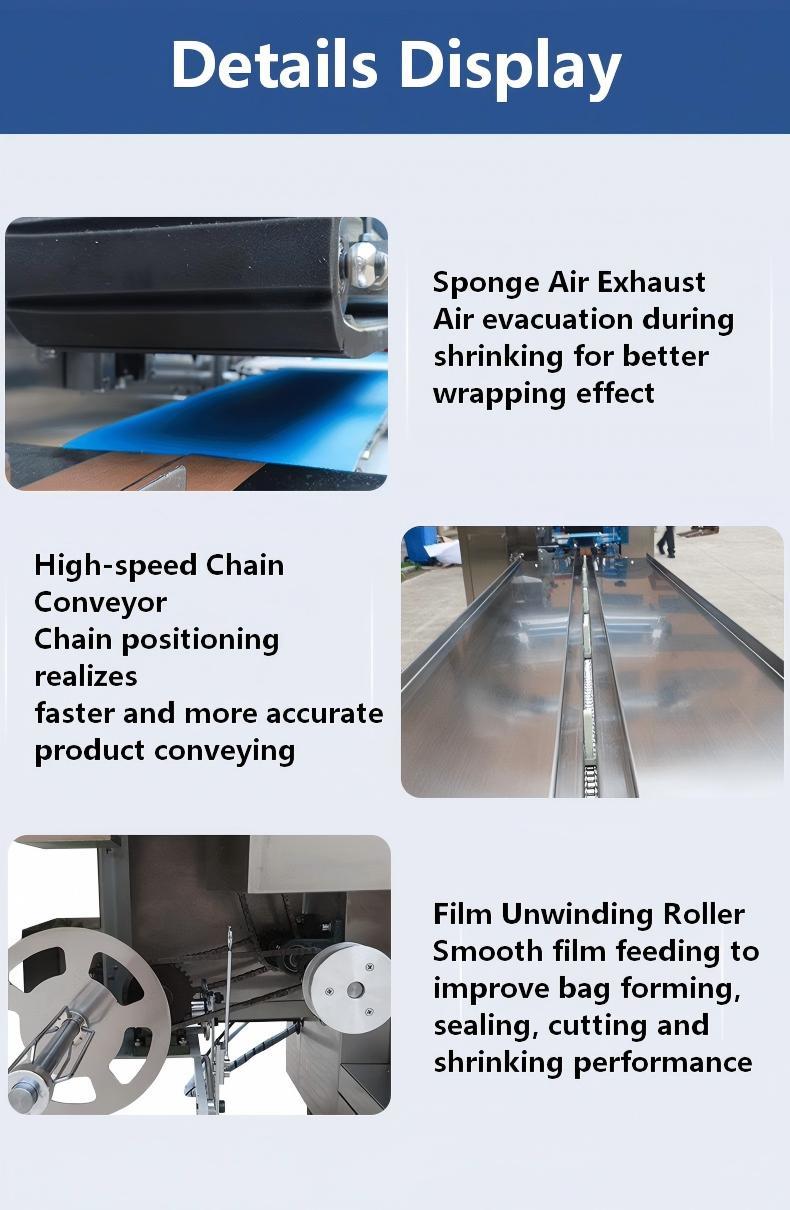 Fully Automatic CHIC Brand Pillow Heat Shrink Film Packaging Machine for Tableware Bottles Milk Tea & Cosmetic Wrapping