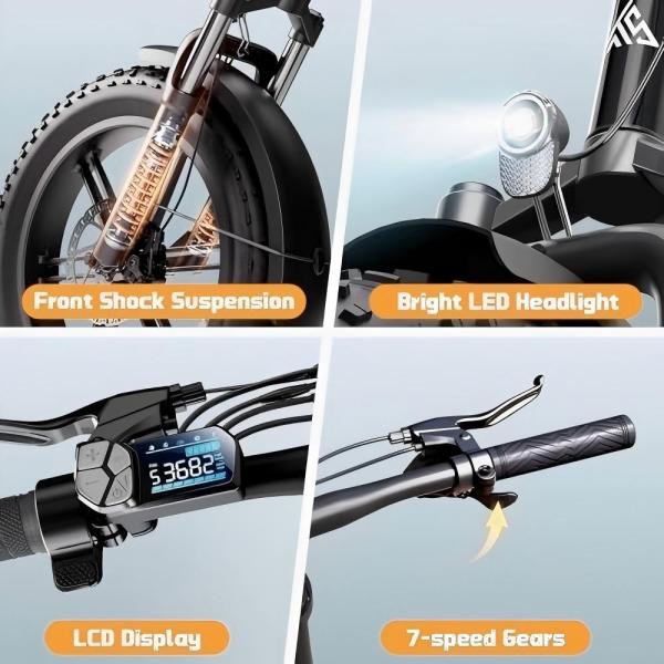 2026 Factory Price EU Stock F008 20 Fat Tire Electric Bicycle 48V Foldable E-bike with Fashion Design with Removable Battery