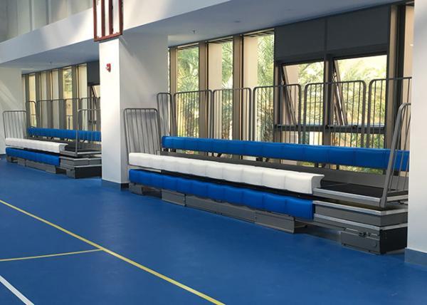 3 Rows Retractable Tribune Bench Seating Manually Operated For Tennis Court