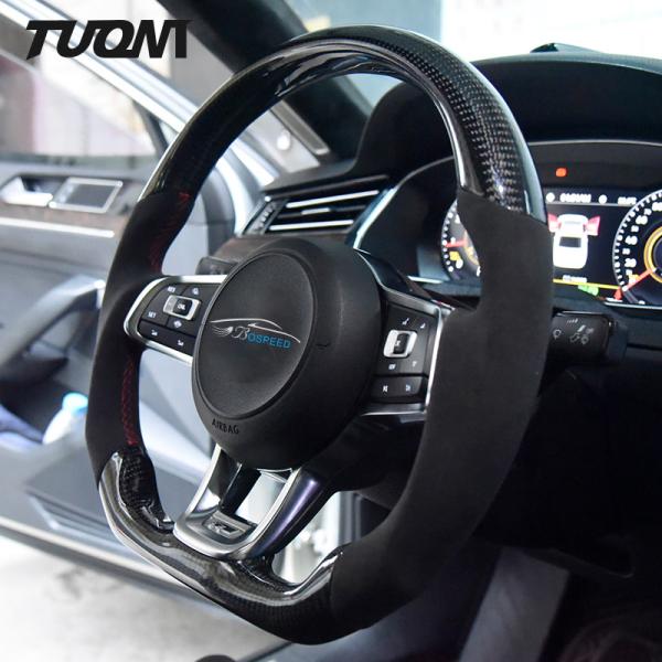 350mm Volkswagen Steering Wheel Carbon Fiber Black PU Leather