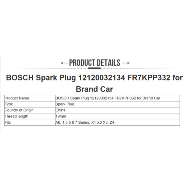 BOSCH Spark Plug 12120032134 FR7KPP332 for Brand Car BMW Saloon (E46) 318 i,Coupe (E46),Touring (E46)