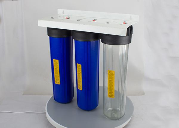 20'' big blue whole house  water filter housings 1'' port with blue and clear sump