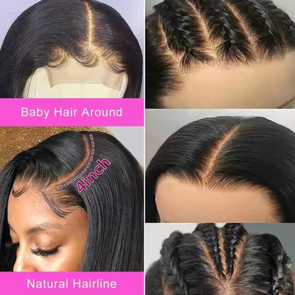 13x4  Transparent Lace Front Wig Bone Straight Human Hair Wig PrePlucked