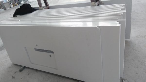 Decorative White Quartz Kitchen Countertops , Solid Surface Kitchen Countertops