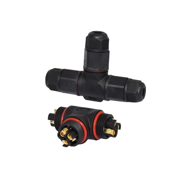 M19 Screw Plastic Case T Electric Power Connector IP68 Field Assembly 3 Ways Connector Be Connected Cable