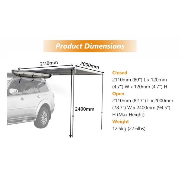 270-Degree Freestanding Awning Premier Design Made in with LED and Aluminium Shell