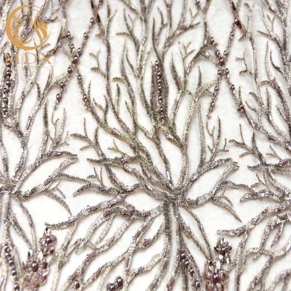 Африканская Bridal вышитая бисером вышивка ширины ткани 140cm шнурка яркого блеска