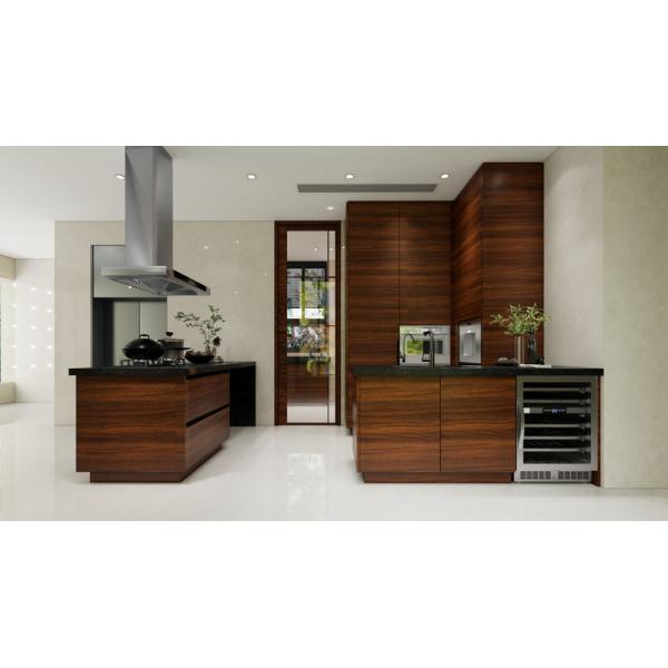 Walnut Stainless Steel Kitchen Cabinets with Island