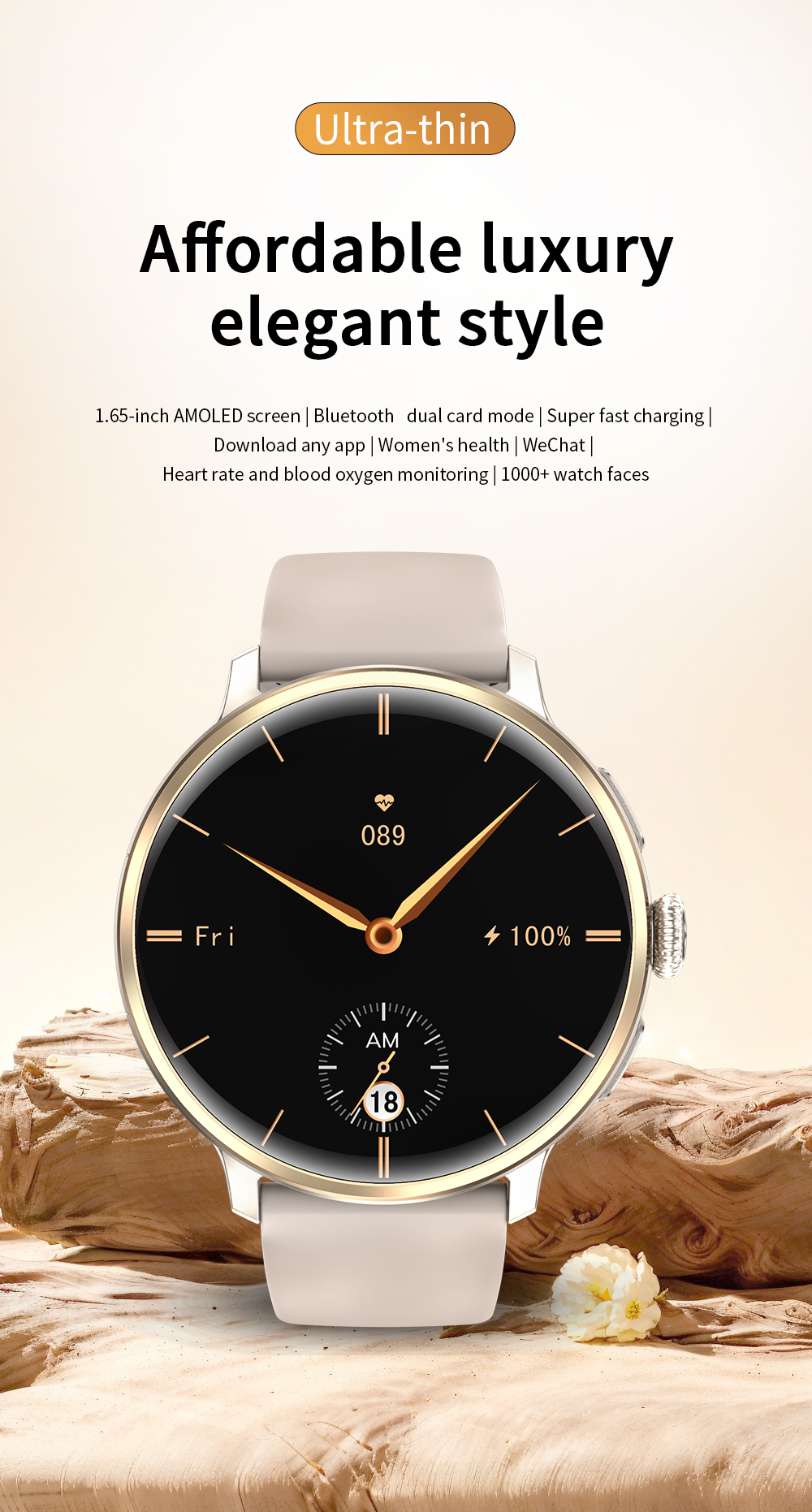 H88 4G Android Women's Smart Watch 49mm AMOLED Display 3GB+32GB Storage NFC SIM Card Video Call IP68 Waterproof Alloy SDK