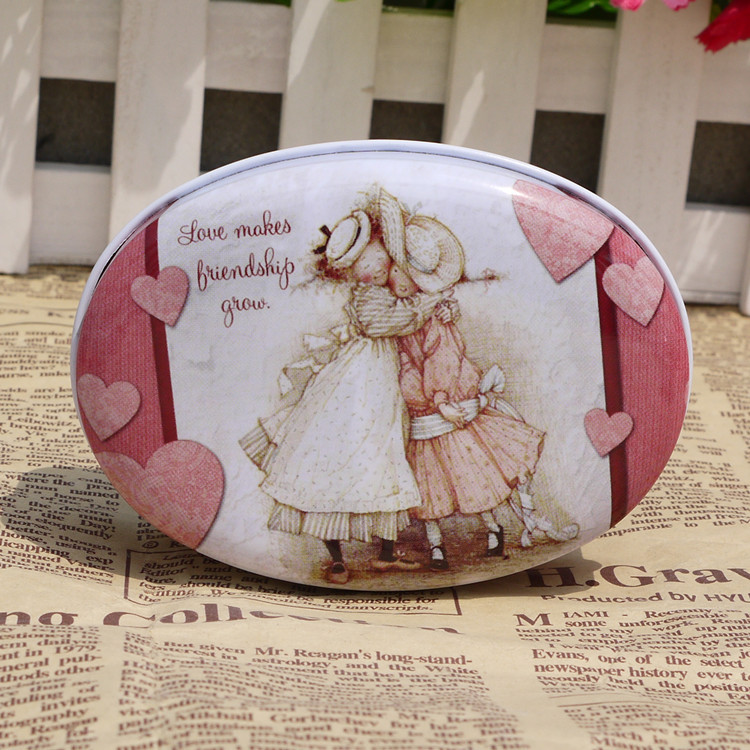 Custom Logo Printed Metal Tin Box For Cookies , Oval Storage Containers