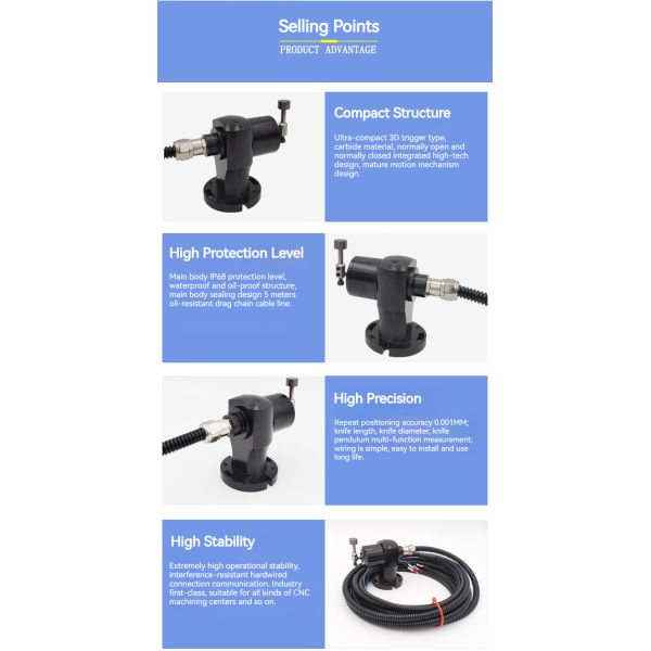Makinopc Multi Direction Tool Setter 2 Way Clamping Stations for CNC Machining Centers Tool Detection