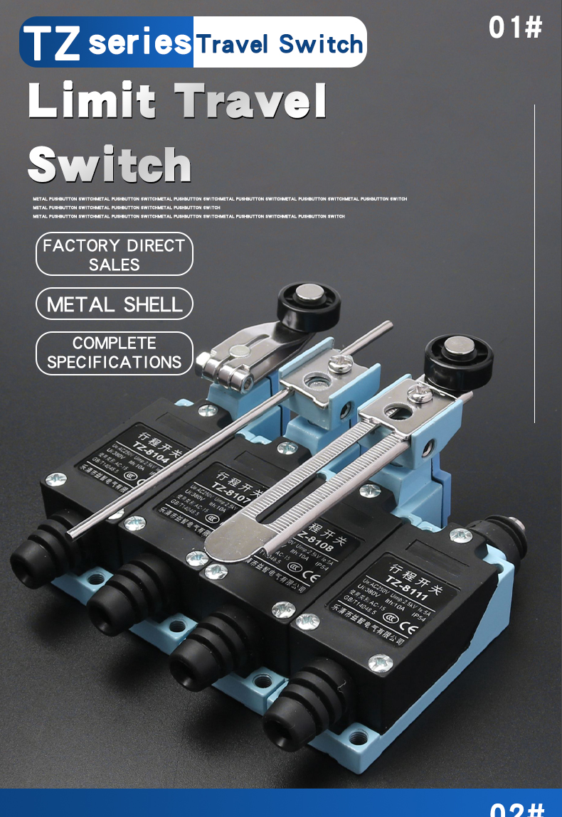 Yizhi TZ-8104/8108 Travel Switch Micro Miniature Industrial Waterproof Self-Reset Limit Switch IP65 220V 1NO1NC IK09 Touch Flame