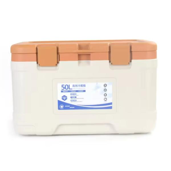 Nevera de hielo de PU de enfriamiento duradero, caja de enfriamiento portátil para exteriores de gran venta, caja de 50L para enfriamiento, cerveza, lata, caja de transporte de pescado de una sola capa
