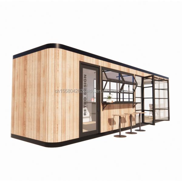 Cuadro de acero acero galvanizado doblado 180g Diseño moderno 20ft 40ft Prefab Container Casa para cafeterías móviles Restaurantes