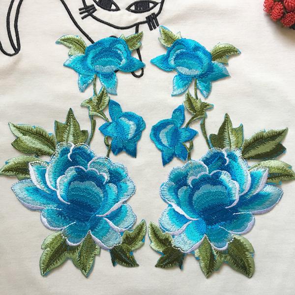 Apparel Accessories Red Rose Embroidery Lace Applique Hot  Fix Motif