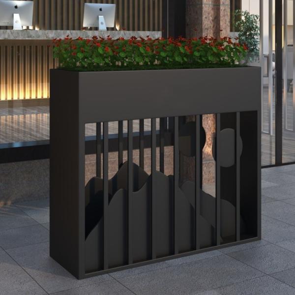 Large outdoor rectangle luxury planters boxes with lamp